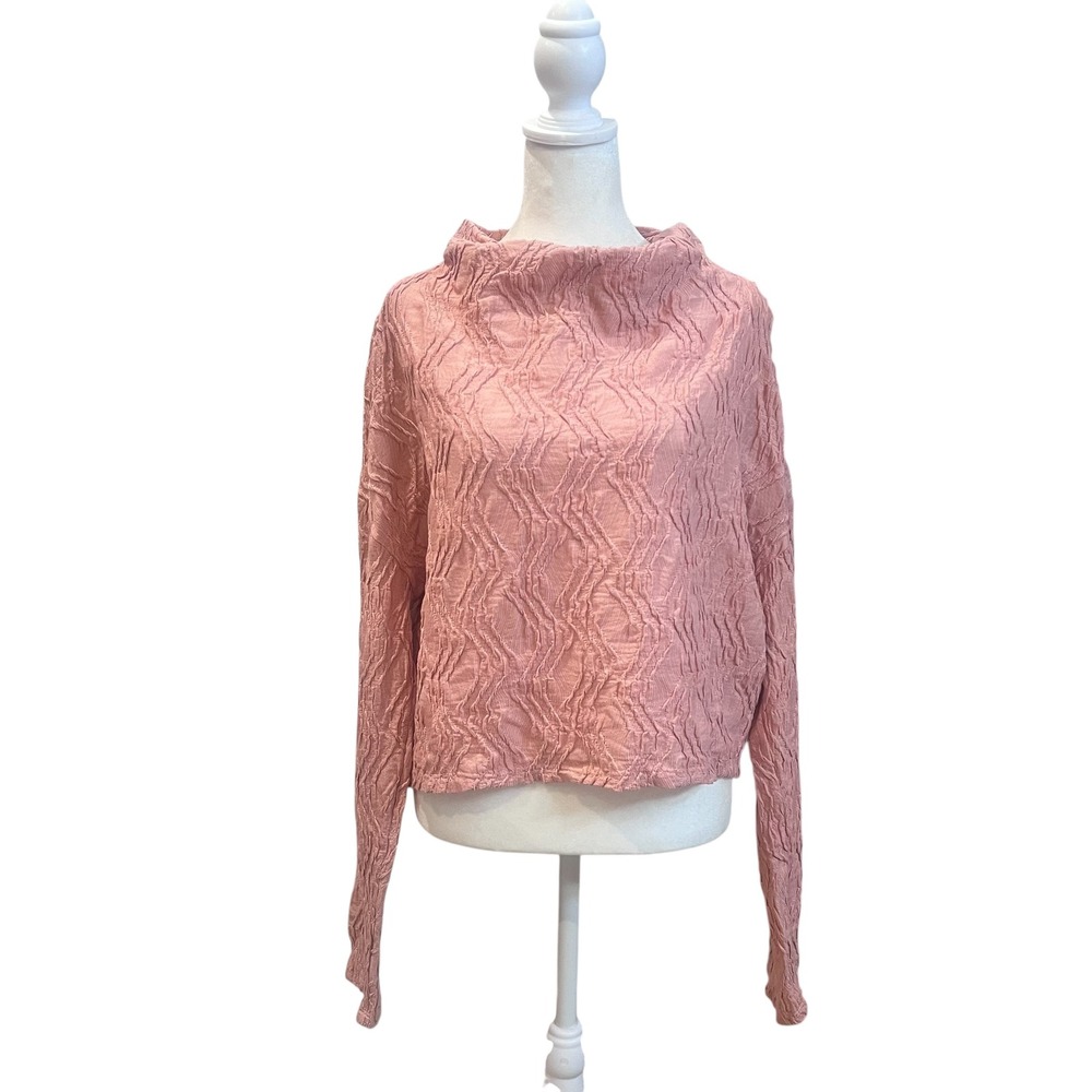 Anthropologie Pink textured cowl neck top‎ sweater size large